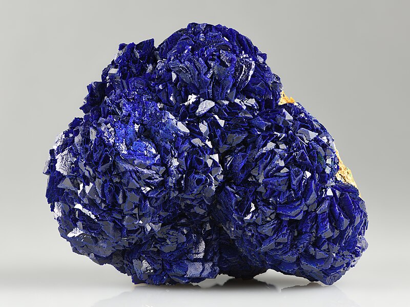 Deep blue crystals of azurite mineral